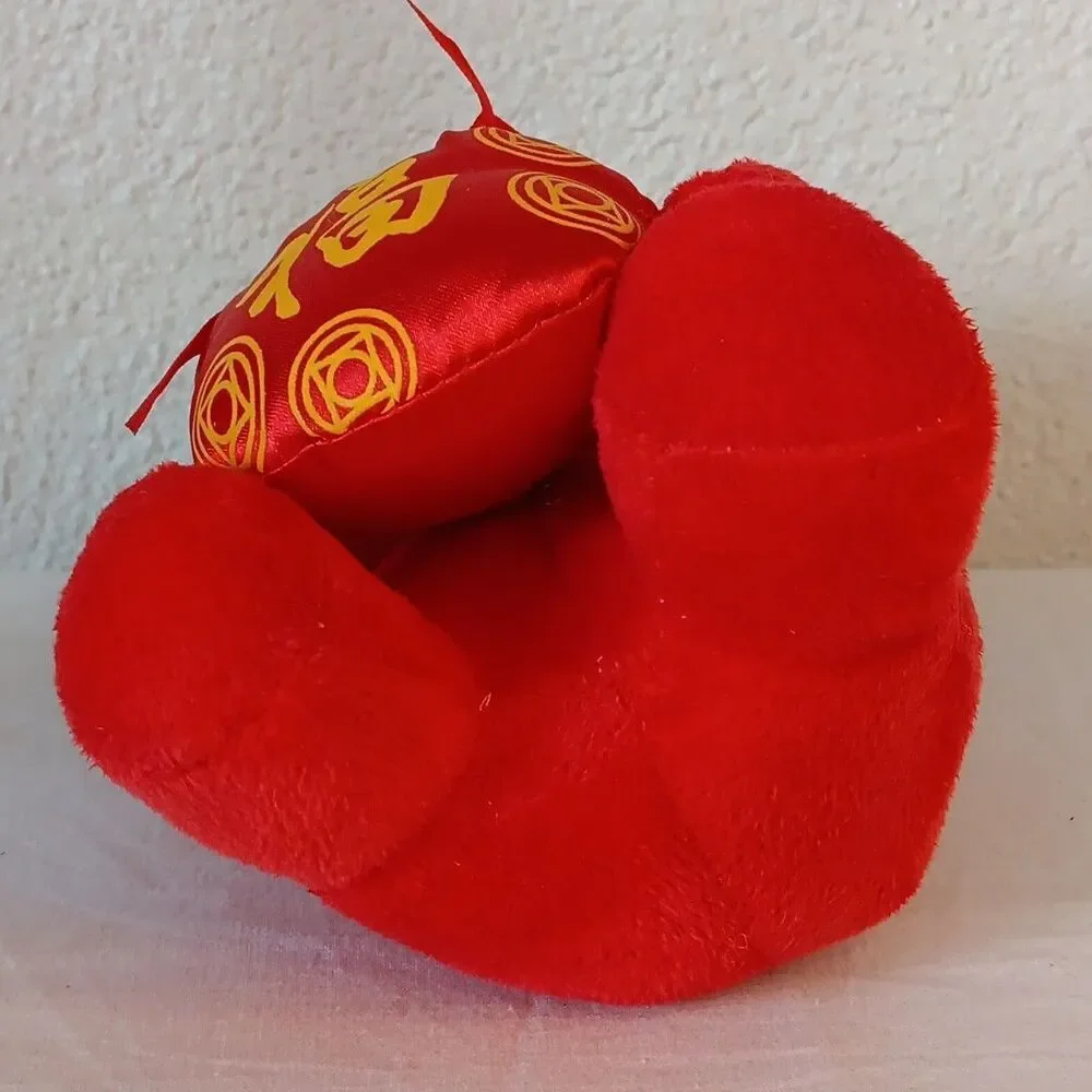 Chinese Lunar New Year Rabbit Bunny Red Gold Stuffed Plush Window Hanger Tags
